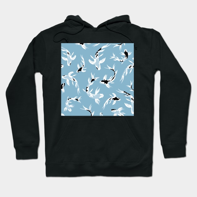 Abstract Koi Fishes / Water Blue Hoodie by matise